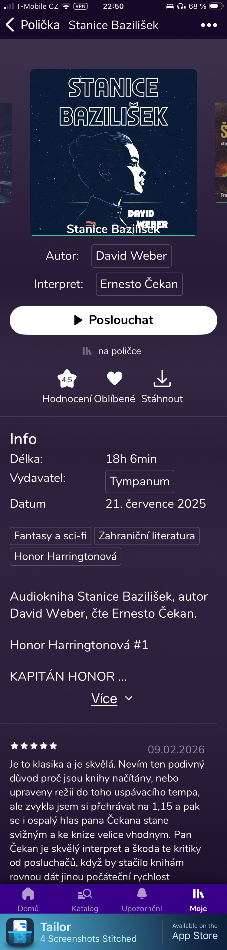 Audioteka book detail: 4 screens of scrolling for one book
